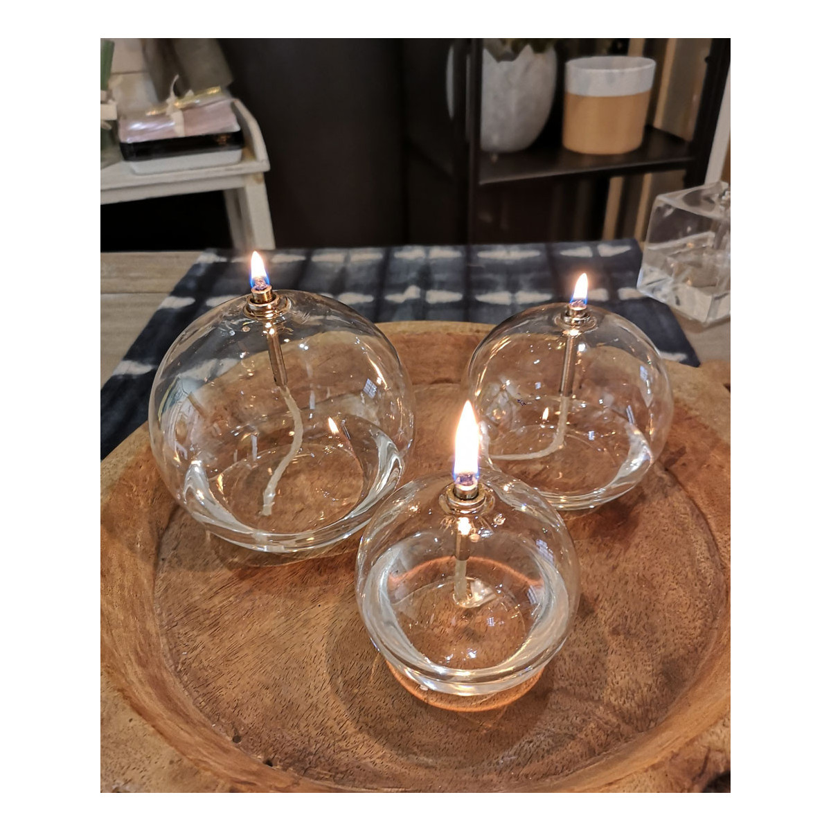 Impression Lin Lampe à Huile Sphère en verre Transparent - 5 Tailles