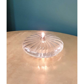 Lampe à Huile de Paraffine - Ellipse Décorative Striée Transparente en Verre Soufflé - 3 Tailles