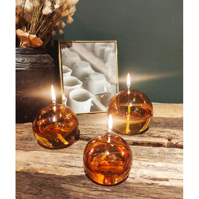 Impression Lin Lampe à Huile Sphère en verre Light Amber - 4 Taille...