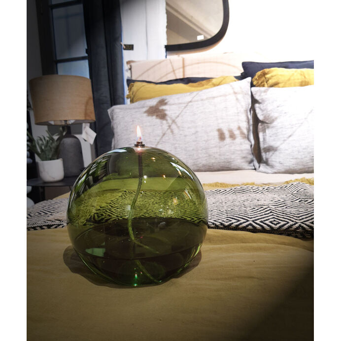 Lampe à Huile Paraffine - Sphère Décorative Green en Verre Soufflé - 4 Tailles