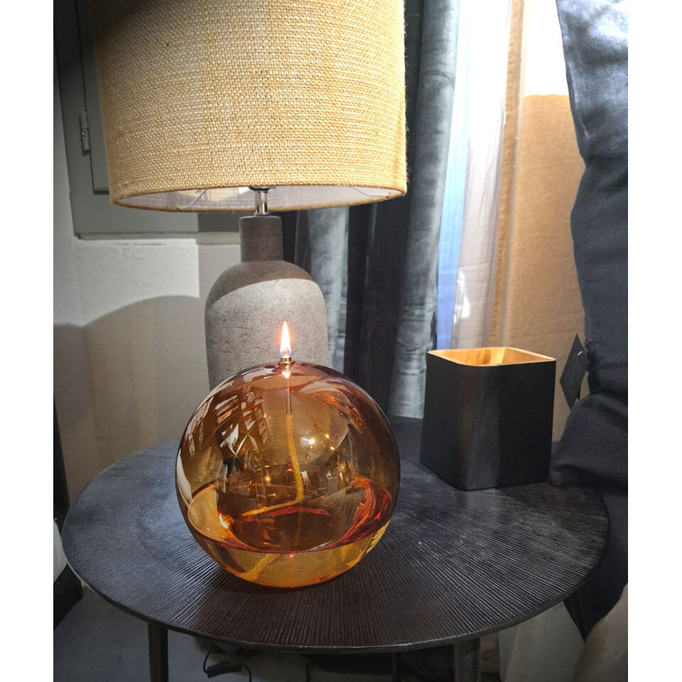 Lampe à Huile de Paraffine - Sphère Décorative Light Amber en Verre Soufflé - 4 Tailles