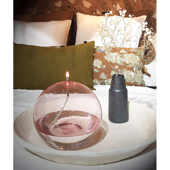 Impression Lin Lampe à Huile Sphère en verre Rose