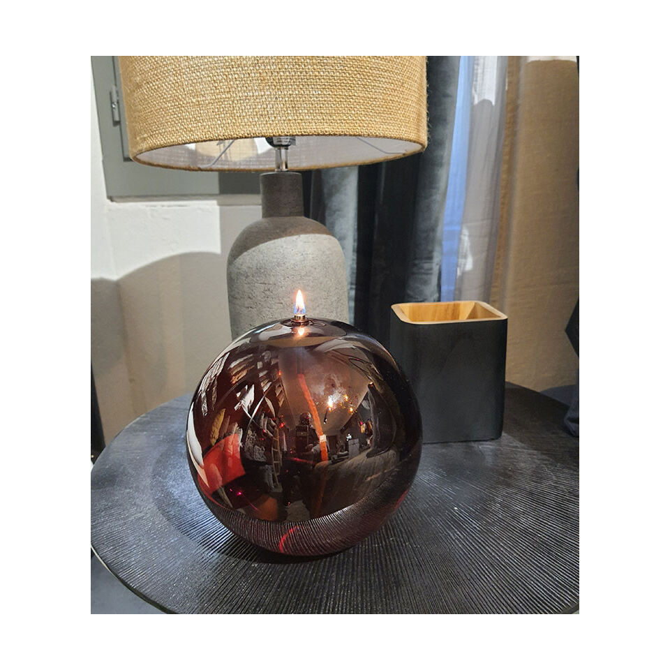 Lampe à Huile de Paraffine - Sphère Décorative Dark Amber en Verre Soufflé - 4 Tailles