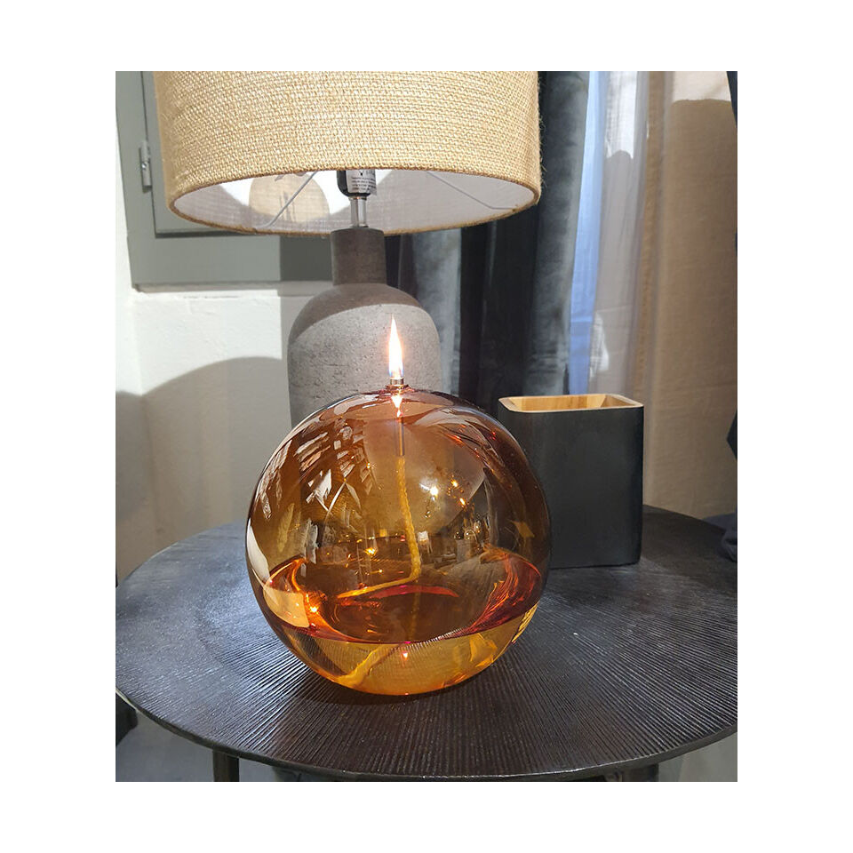 Lampe à Huile de Paraffine - Sphère Décorative Light Amber en Verre Soufflé - 4 Tailles