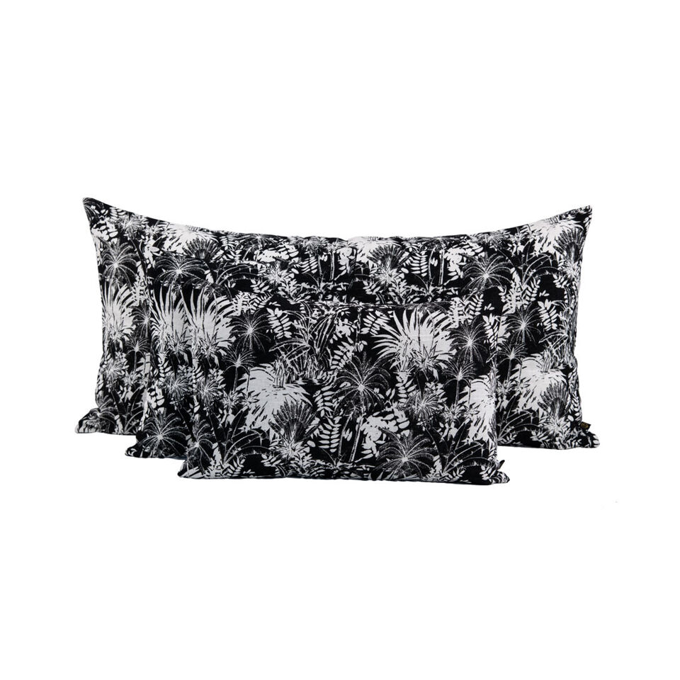 Housse de Coussin AHE Lin et Coton - Imprimé Végétal au Block Print et Fermeture Eclair - 45x45 40x60 et 55x110 - HARMONY