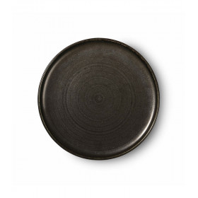 Assiette plate noire rustic en céramique - CHEF - HK Living