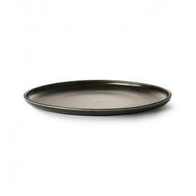 Assiette plate noire rustic en céramique - CHEF - HK Living