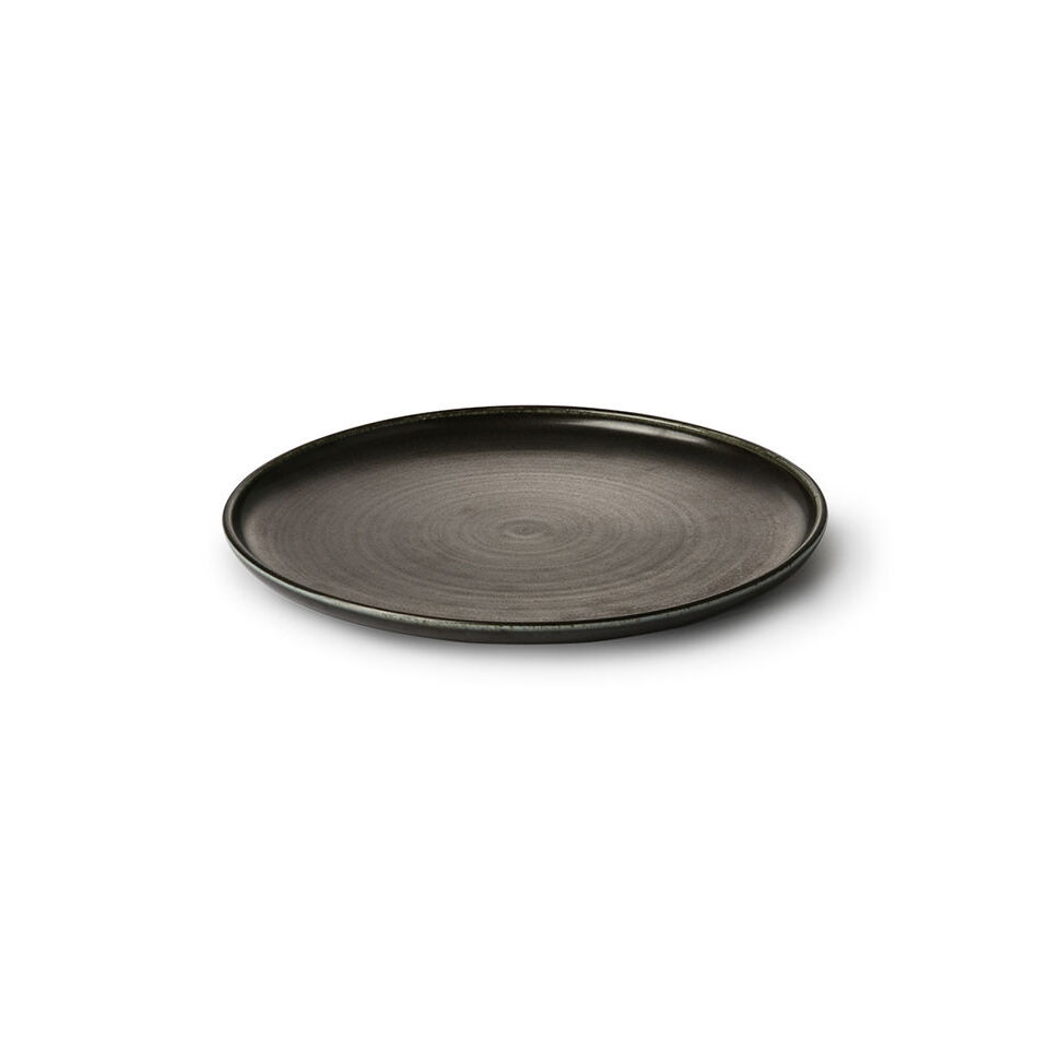 Assiette plate noire rustic en céramique - CHEF - HK Living