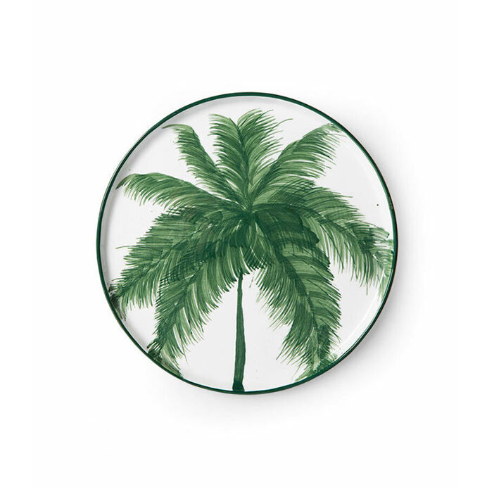 Assiette à dessert plate Palmiers Palms vert céramique Ø22cm - HK L...