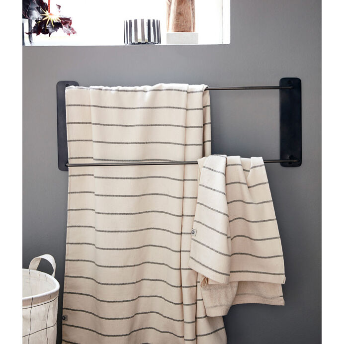 Porte serviettes PATI Double Barre en Acier Inoxydable Noir - Style Contemporain - L60xH24 cm - HOUSE DOCTOR