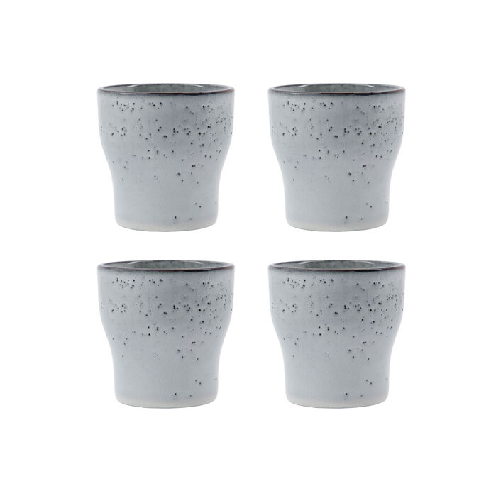 Lot de 4 Tasses Mugs LISS en Grès à Double Paroi avec Glaçure Gris Clair - Style Rustique - H9xDiam9 cm 250ml - HOUSE DOCTOR