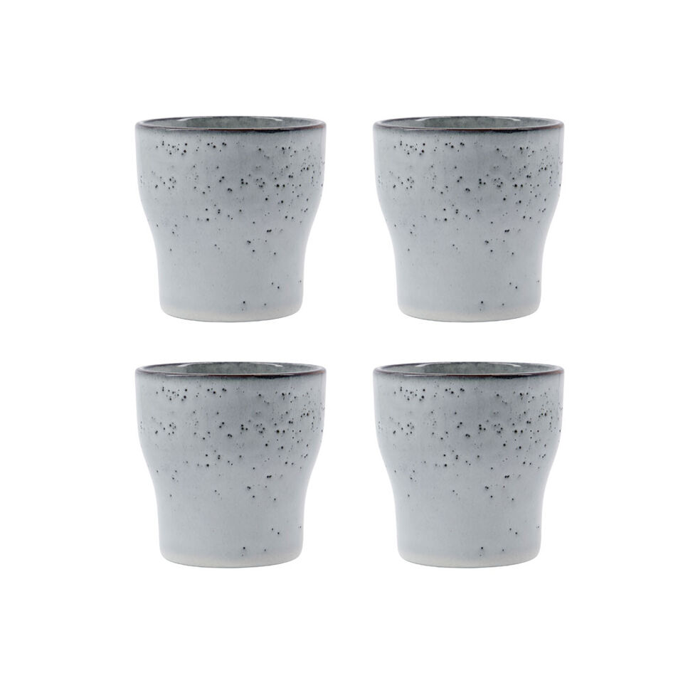 Lot de 4 Tasses Mugs LISS en Grès à Double Paroi avec Glaçure Gris Clair - Style Rustique - H9xDiam9 cm 250ml - HOUSE DOCTOR