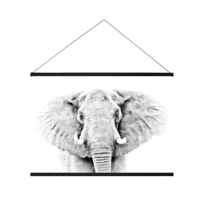 Déco Murale Eléphant MARIUS en Noir et Blanc sur Papier Recyclé - 120X119 cm - RED CARTEL