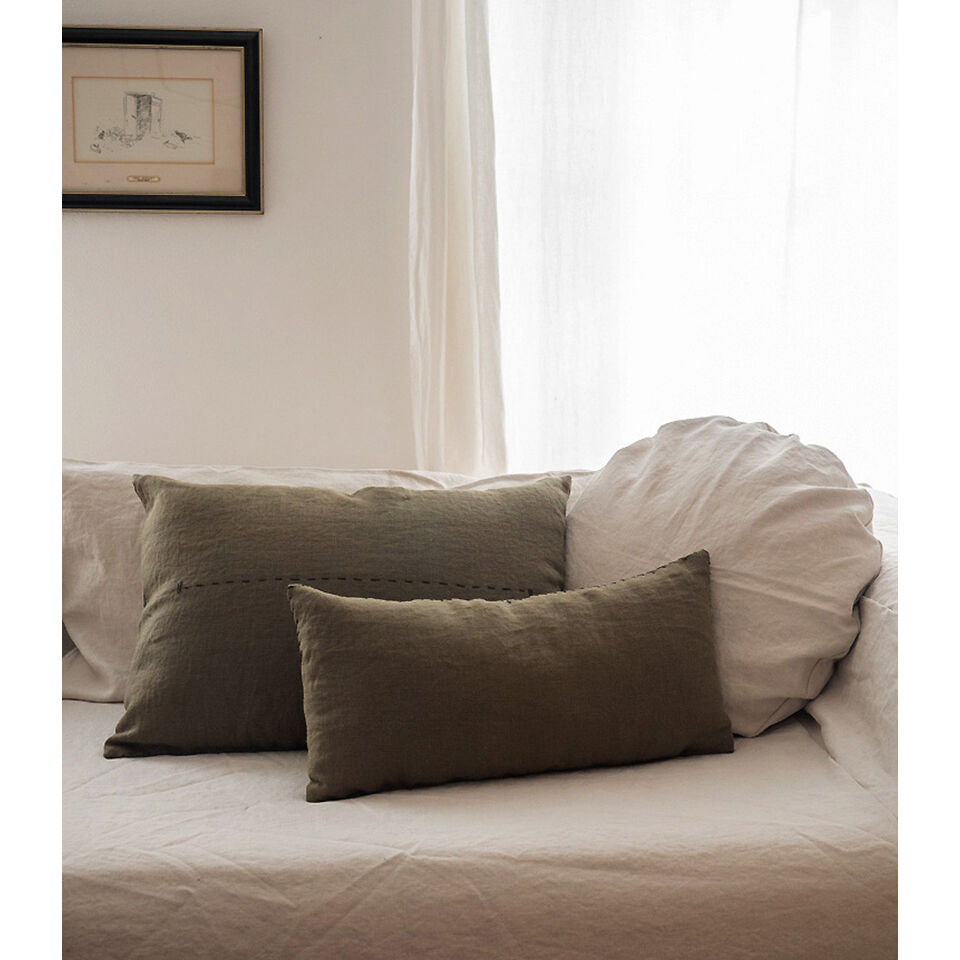 Coussin BILL 100% Lin Fait Main Finition Point Sellier et Fermeture Zippé - 30x60 - BED AND PHILOSOPHY