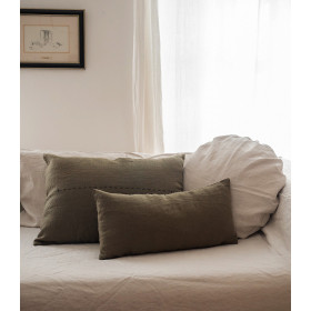 Coussin BILL 100% Lin Fait Main Finition Point Sellier et Fermeture Zippé - 30x60 - BED AND PHILOSOPHY