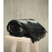 Plaid JACK 100% Lin Epais Deep Dye Noir et Blanc Finition Franges - 150x180 - BED AND PHILOSOPHY