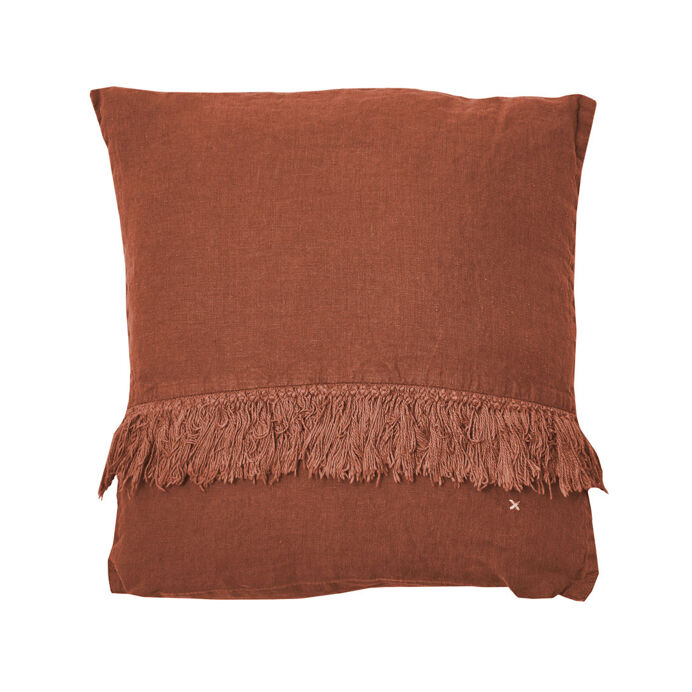 Coussin ARTY 100% Lin Finition Frangée - 35x35  Bed and Philosophy ...