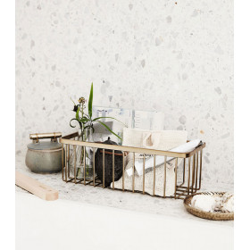 Etagère panier murale pour salle de bain BATH coloris laiton brossé - HOUSE DOCTOR
