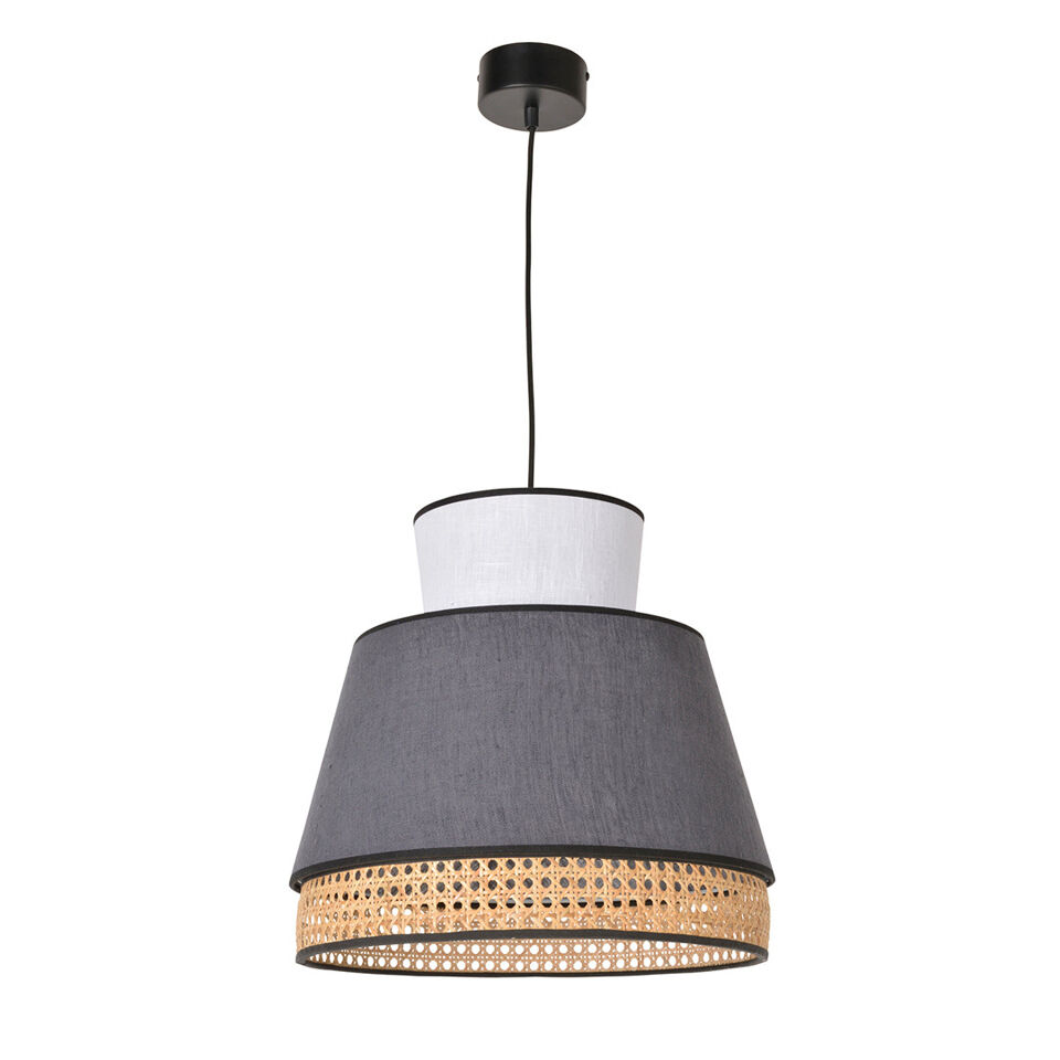 Suspension Cannage Blanc/Anthracite SINGAPOUR M - Diam. 40cm - MARKET SET