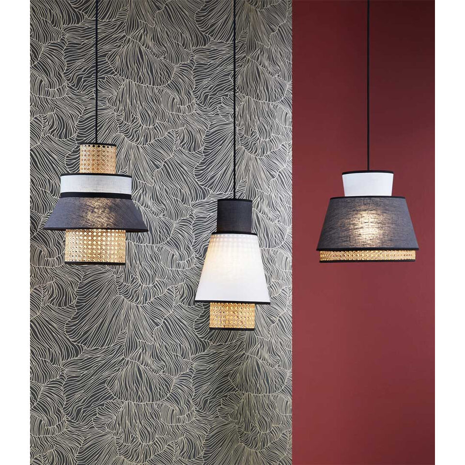 Suspension Cannage Blanc/Anthracite SINGAPOUR M - Diam. 40cm - MARKET SET