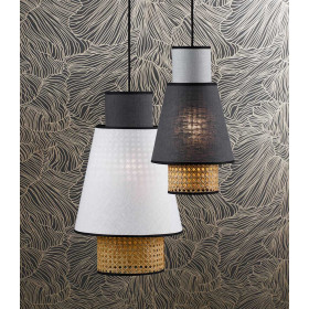 Suspension Cannage Blanc/Anthracite SINGAPOUR S - Diam. 30cm - MARKET SET