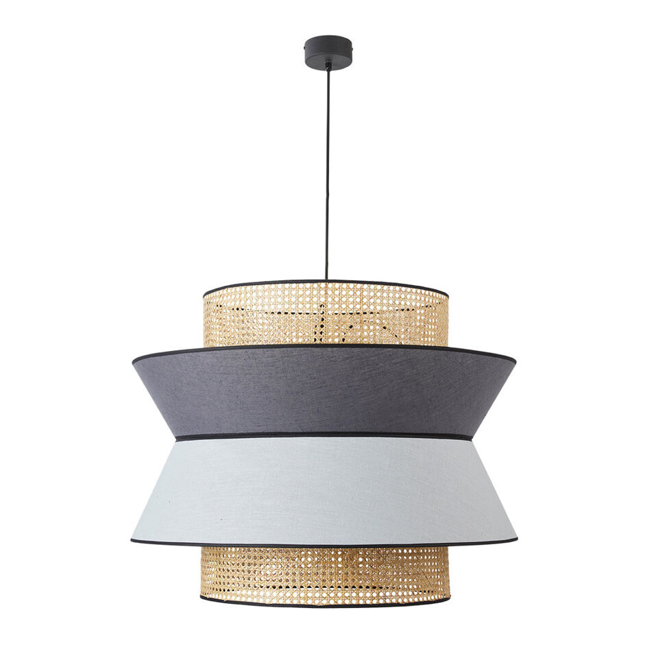 Suspension Cannage Gris Clair/Anthracite SINGAPOUR XXL - Diam. 78cm - MARKET SET