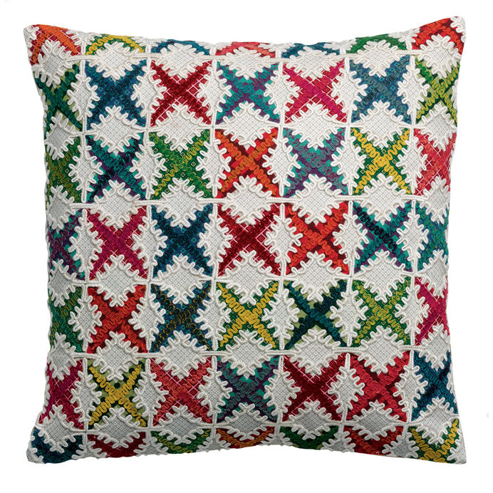 Coussin brodé main Beth - Vivaraise | Impression Lin
