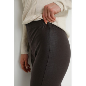 Legging en Faux Cuir Python CRTabea Dark Brown Crocodile - CREAM
