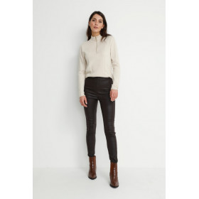 Legging en Faux Cuir Python CRTabea Dark Brown Crocodile - CREAM