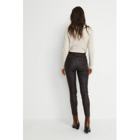 Legging en Faux Cuir Python CRTabea Dark Brown Crocodile - CREAM
