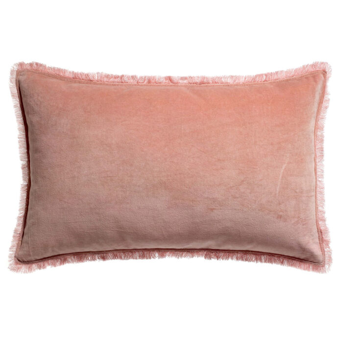 Vivaraise Coussin uni Fara en velours finition frangée