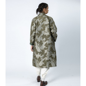 Manteau Long Col Châle INDIGO Kaki Lurex - Hod Paris Hiver 2022