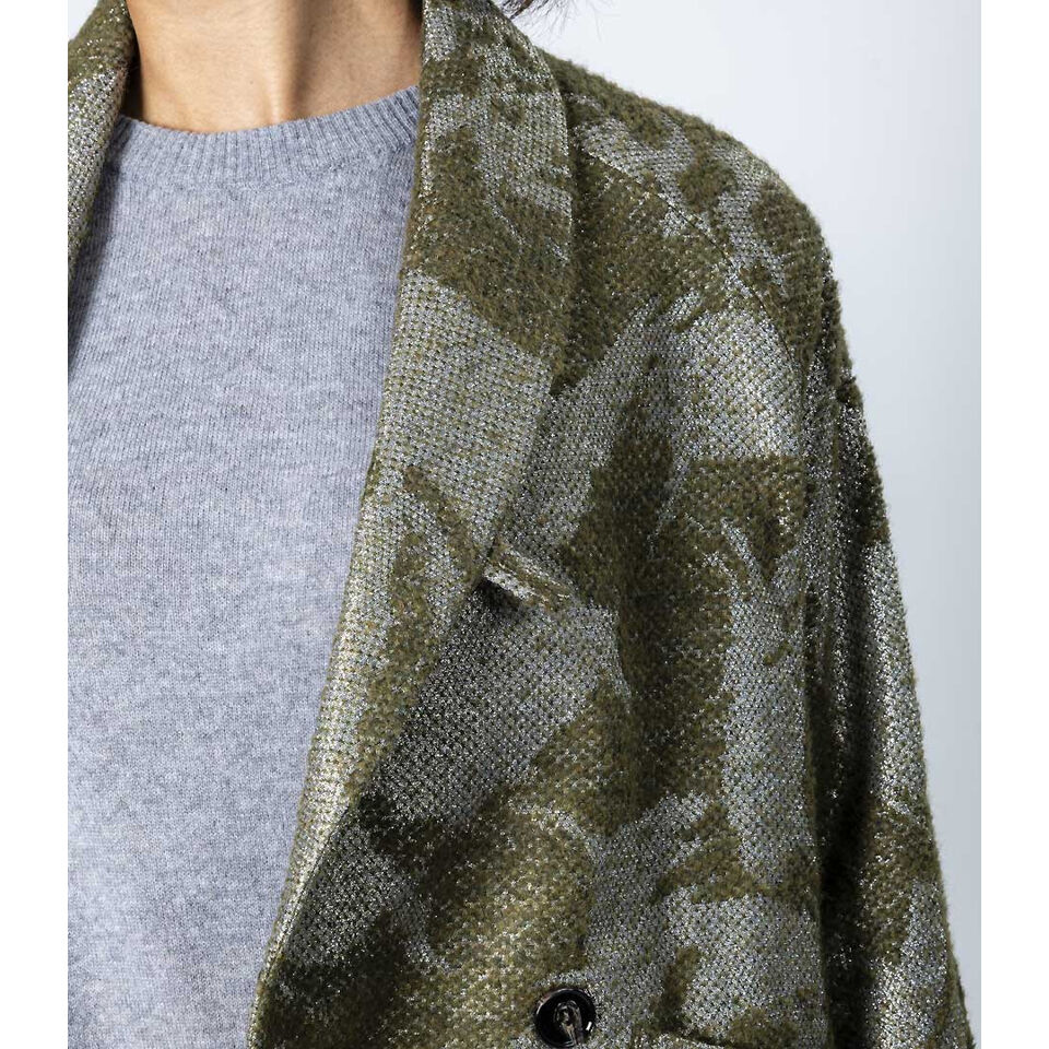 Manteau Long Col Châle INDIGO Kaki Lurex - Hod Paris Hiver 2022