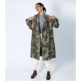 Manteau Long Col Châle INDIGO Kaki Lurex - Hod Paris Hiver 2022