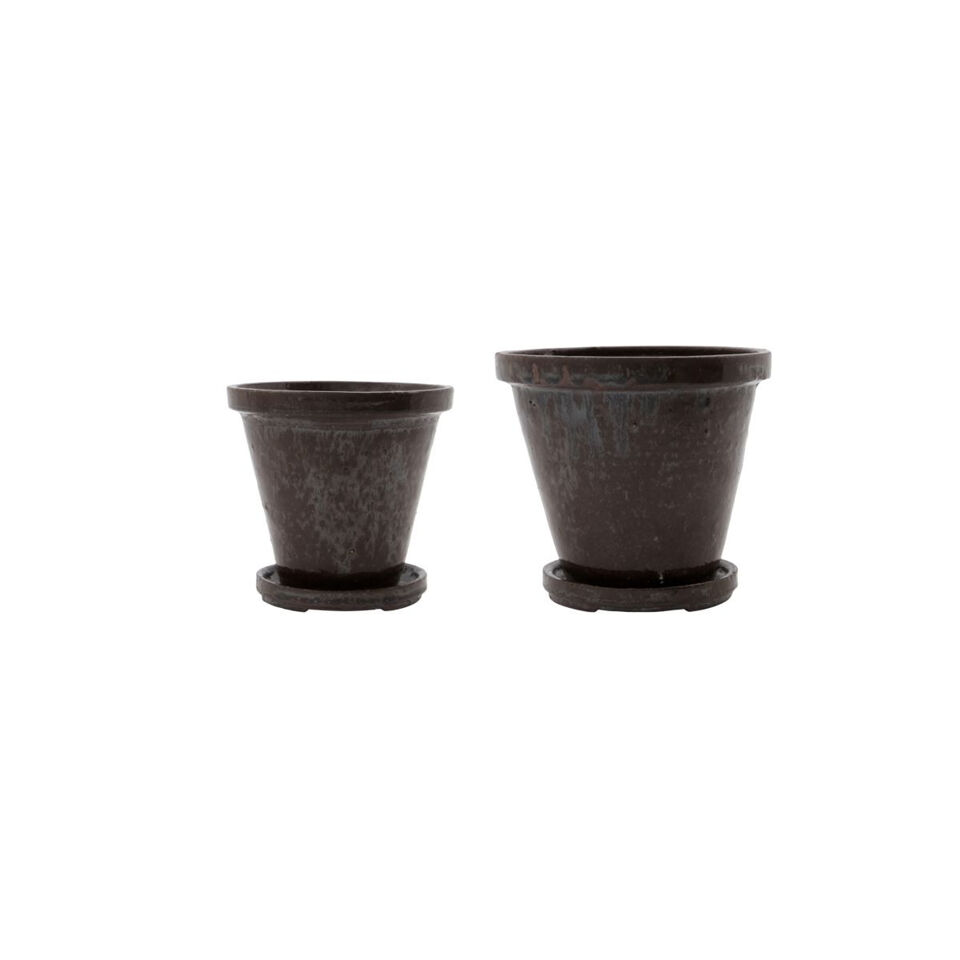 Pot avec plateau FLOWER Marron Petit Modèle HOUSE DOCTOR
