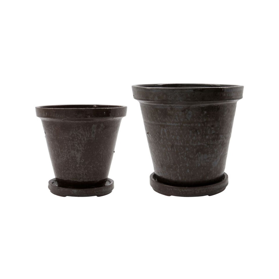 Pot avec plateau FLOWER Marron Grand Modèle HOUSE DOCTOR