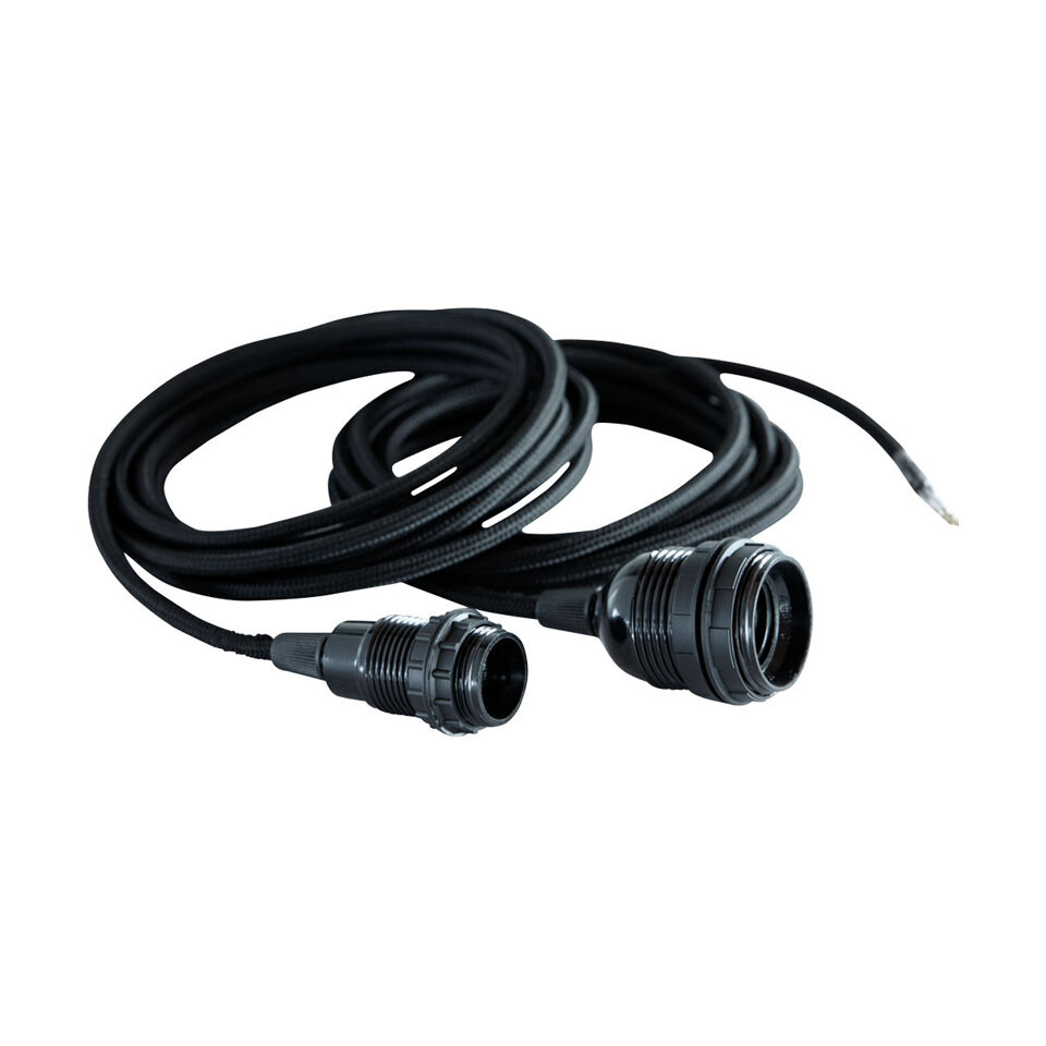 REACHYEA Câble Textile Noir Avec Variateur Et Douille E27 2m - Suspension Rétro Pour Lampe