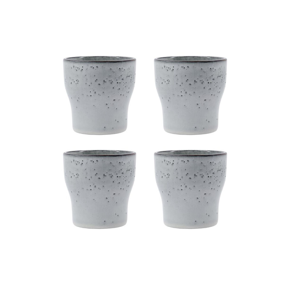 Lot de 4 Tasses thermos LISS en Grès à Double Paroi avec Glaçure Gris Clair - Style Rustique - H9xDiam9 cm 250ml - HOUSE DOCTOR 