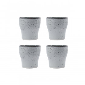Lot de 4 Tasses thermos LISS en Grès à Double Paroi avec Glaçure Gris Clair - Style Rustique - H9xDiam9 cm 250ml - HOUSE DOCTOR 