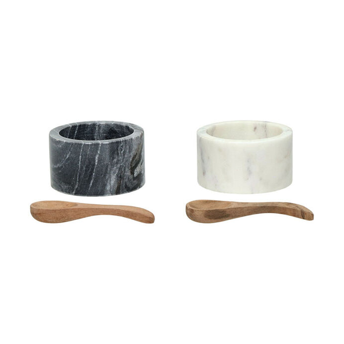 Set de 2 pots MARMAR en marbre pour poivre et sel - POMAX