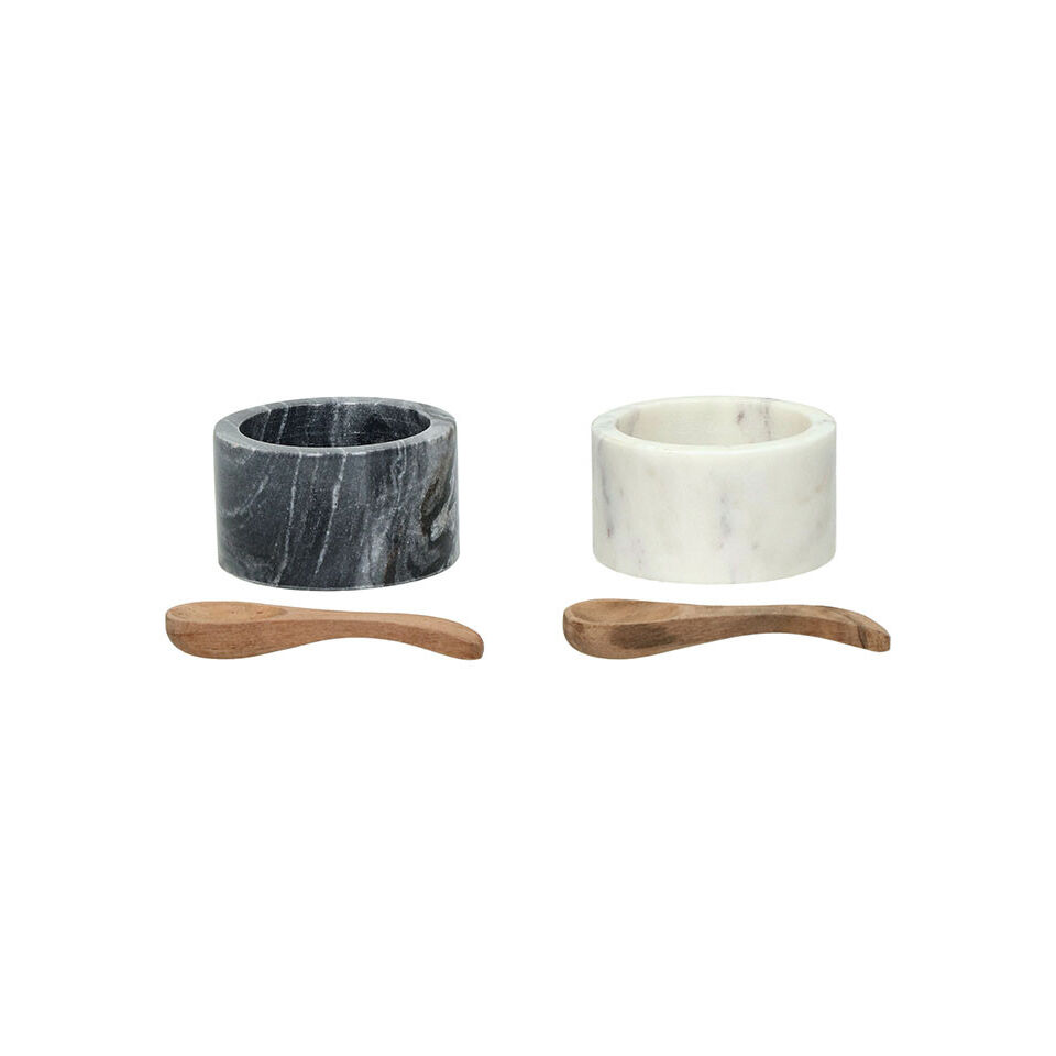 Set de 2 pots MARMAR en marbre pour poivre et sel - POMAX