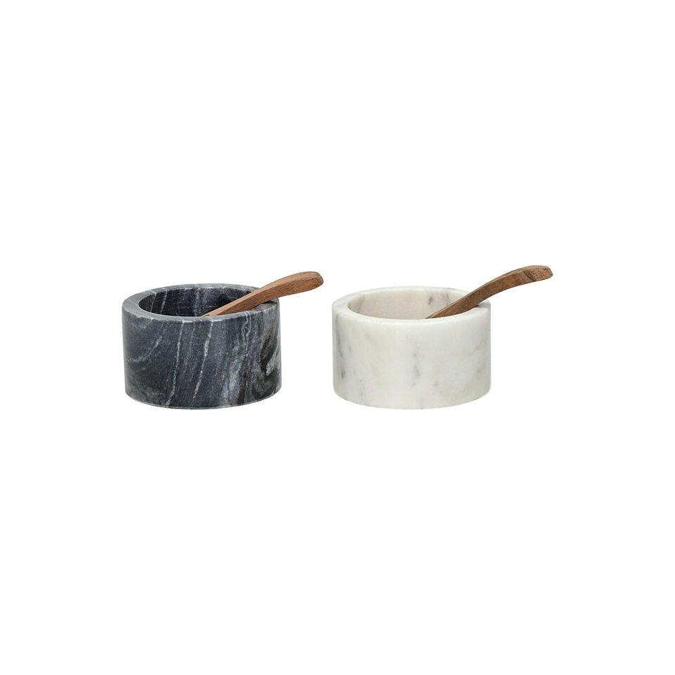 Set de 2 pots MARMAR en marbre pour poivre et sel - POMAX