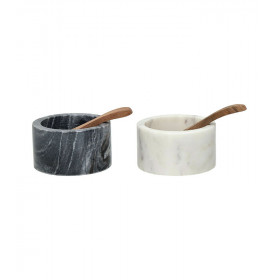 Set de 2 pots MARMAR en marbre pour poivre et sel - POMAX