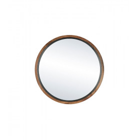 Miroir rond GRAMM Alu - Bord en bois d'acacia - Ø50x4.5cm - POMAX