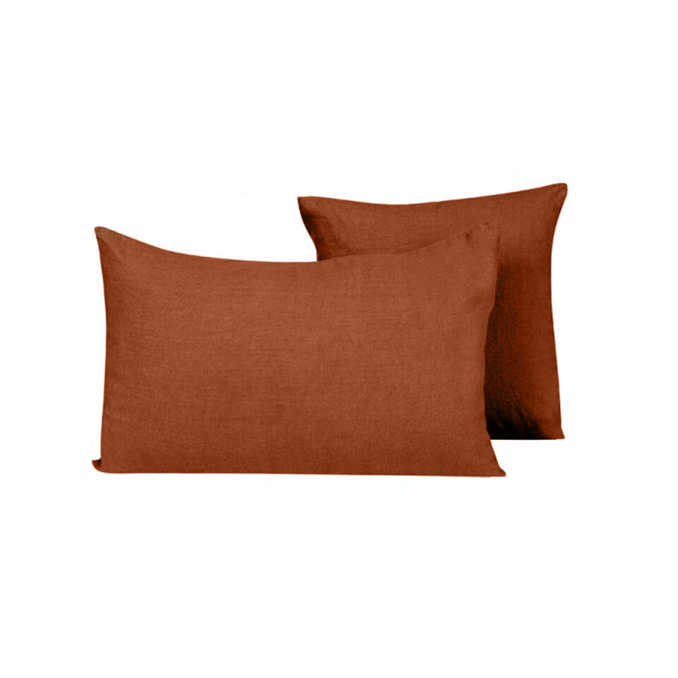 Housse de Coussin PORTICCIO en Lin Lavé - HARMONY HAOMY Couleur:Brick 