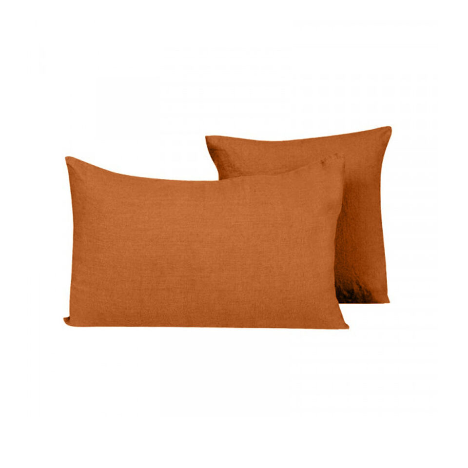 Housse de Coussin PORTICCIO en Lin Lavé - HARMONY HAOMY Couleur:Caramel 