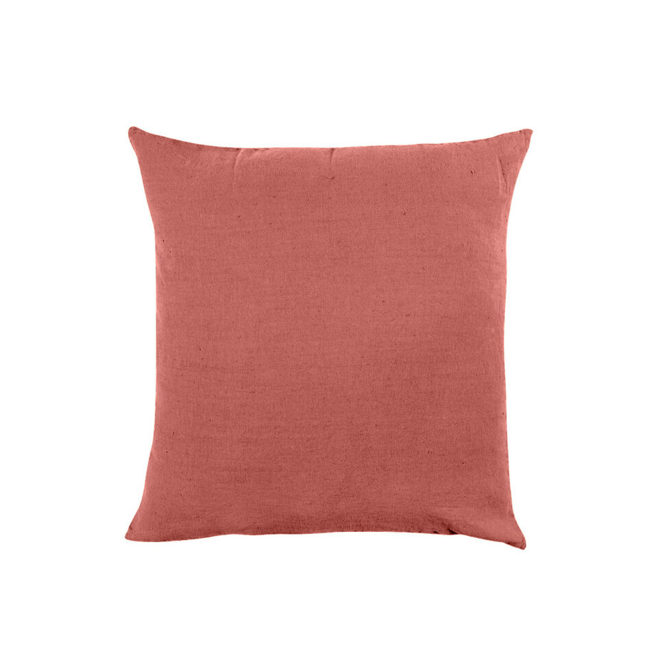 Housse de Coussin XXL PORTICCIO en Lin Lavé - HARMONY HAOMY Couleur:Bois de Rose Dimensions:80 x 80