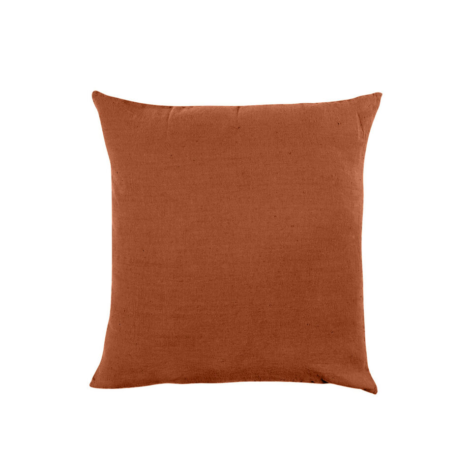 Housse de Coussin XXL PORTICCIO en Lin Lavé - HARMONY HAOMY Couleur:Brick Dimensions:80 x 80