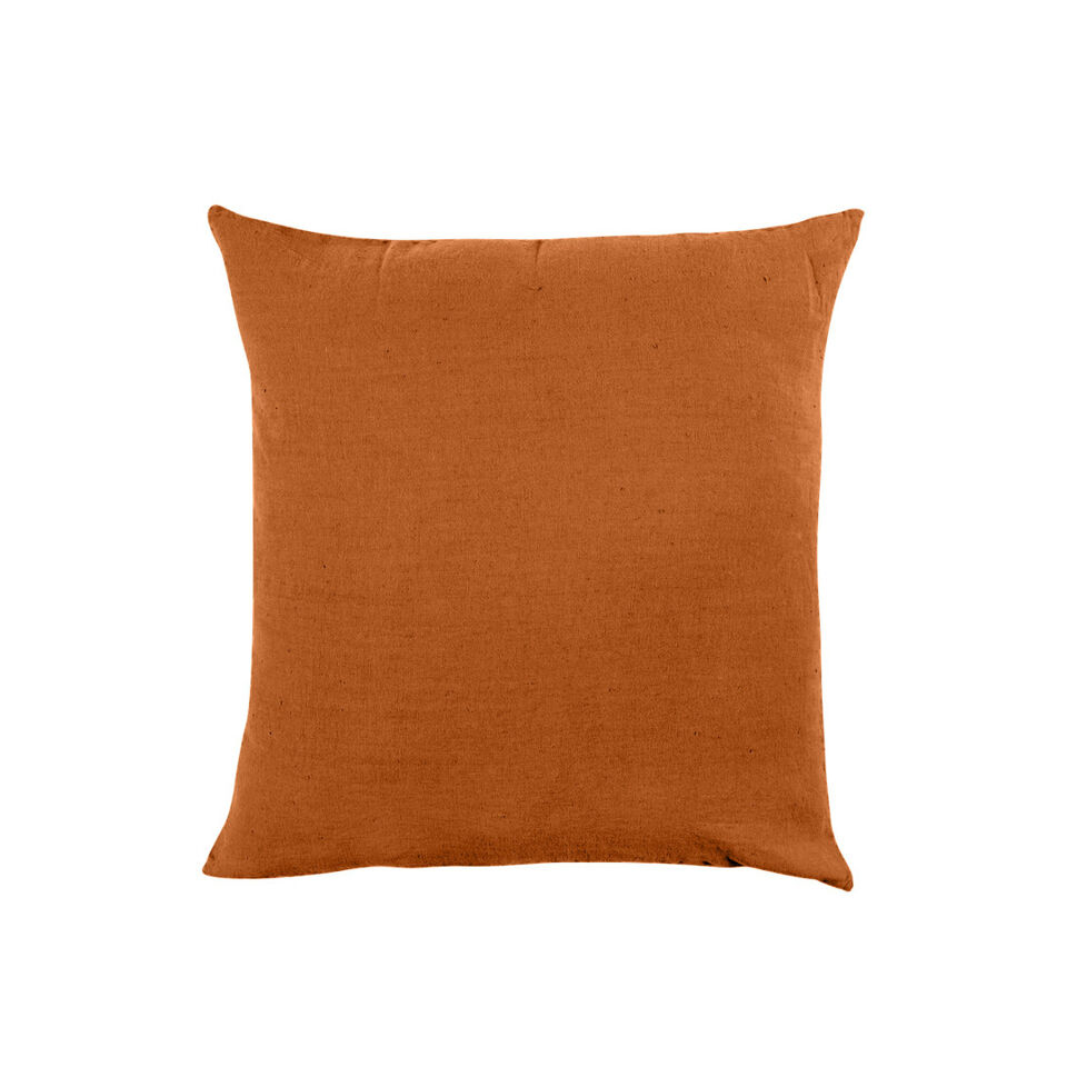 Housse de Coussin XXL PORTICCIO en Lin Lavé - HARMONY HAOMY Couleur:Caramel Dimensions:80 x 80