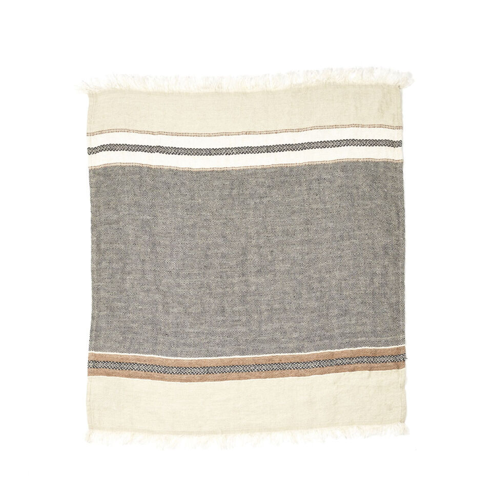 The Belgian Towel Fouta Beeswax Stripe en lin lavé - LIBECO